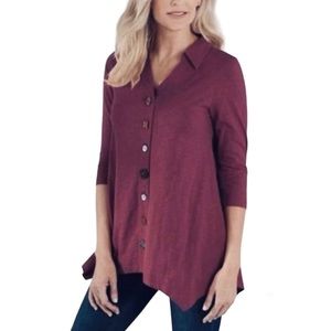 Soft Surroundings "Danielle" Multi-Button Tunic in Mauve